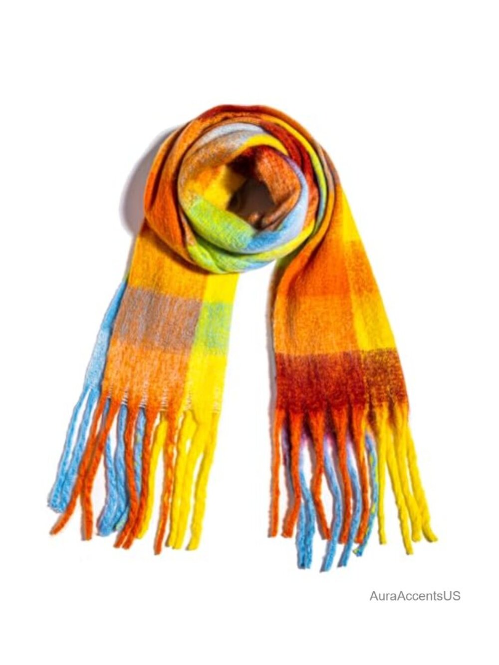 Oversized Chunky Knit Blanket Scarf Fringe Wrap Solid Color